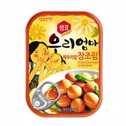 ウズラの卵の缶詰を醤油で煮込んだ韓国のインスタントラーメン