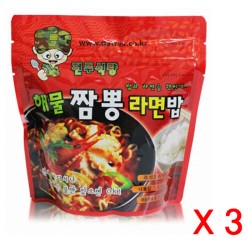 3pcs Korean MRE Military Food Combat Ration Hot Ramen bap Noodle Eat Meals_Ac 